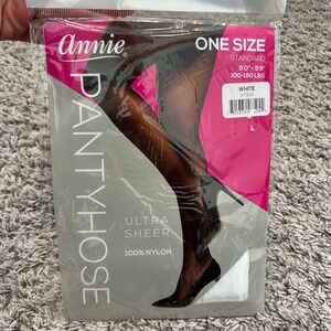 Annie Ultra Sheer Pantyhose White One Size Standard 100% Nylon #7504 NIP